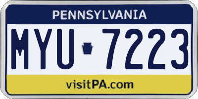 PA license plate MYU7223