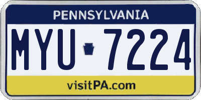 PA license plate MYU7224