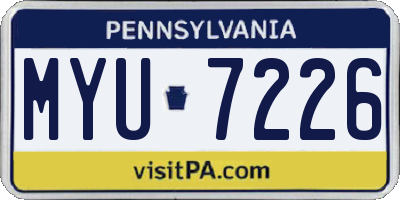 PA license plate MYU7226