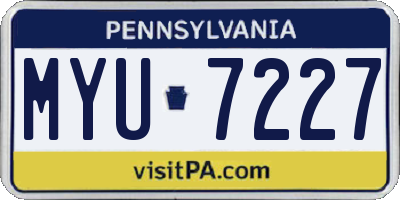 PA license plate MYU7227
