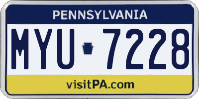 PA license plate MYU7228