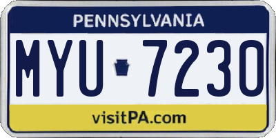PA license plate MYU7230