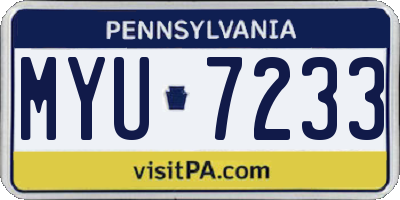 PA license plate MYU7233