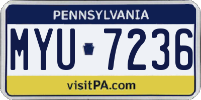 PA license plate MYU7236