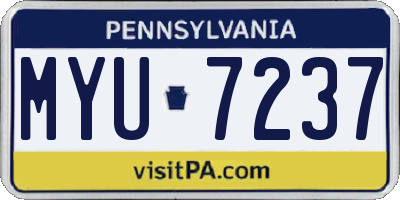 PA license plate MYU7237