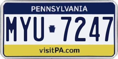 PA license plate MYU7247