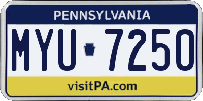 PA license plate MYU7250