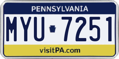 PA license plate MYU7251
