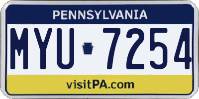 PA license plate MYU7254