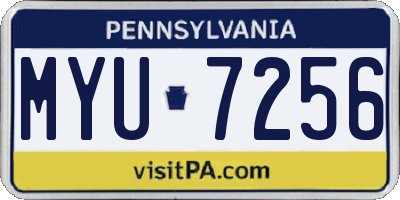 PA license plate MYU7256