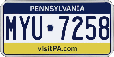 PA license plate MYU7258