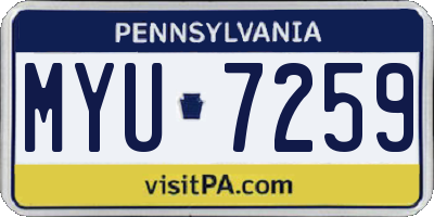 PA license plate MYU7259