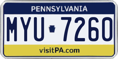 PA license plate MYU7260