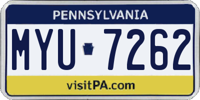 PA license plate MYU7262