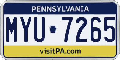 PA license plate MYU7265