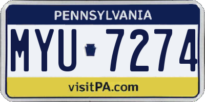 PA license plate MYU7274