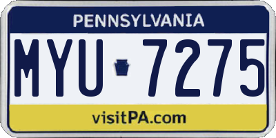 PA license plate MYU7275