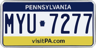 PA license plate MYU7277