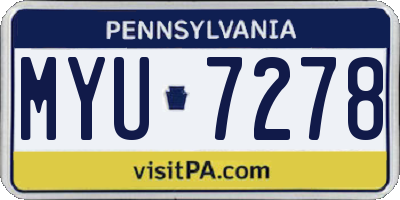 PA license plate MYU7278