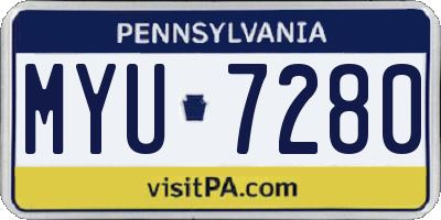 PA license plate MYU7280
