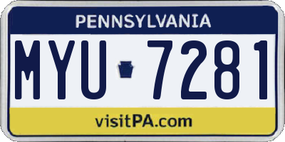 PA license plate MYU7281