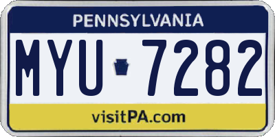 PA license plate MYU7282