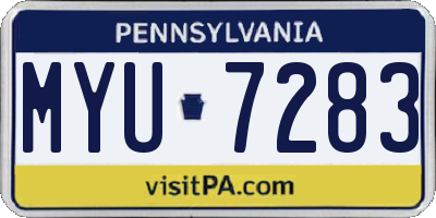 PA license plate MYU7283