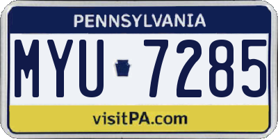 PA license plate MYU7285