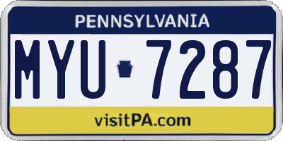 PA license plate MYU7287