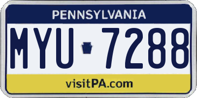 PA license plate MYU7288