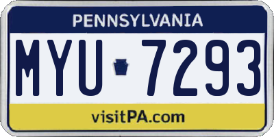 PA license plate MYU7293