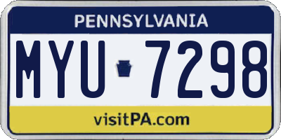 PA license plate MYU7298