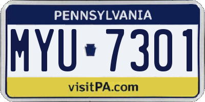 PA license plate MYU7301