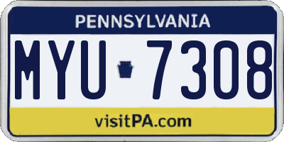 PA license plate MYU7308