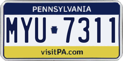 PA license plate MYU7311