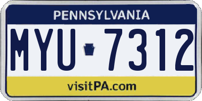 PA license plate MYU7312