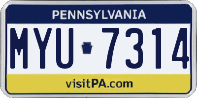 PA license plate MYU7314