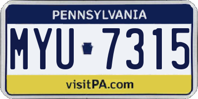 PA license plate MYU7315