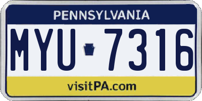 PA license plate MYU7316