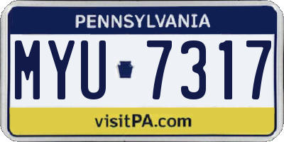 PA license plate MYU7317