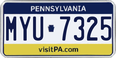 PA license plate MYU7325