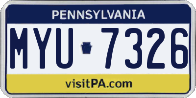 PA license plate MYU7326