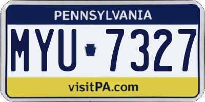 PA license plate MYU7327