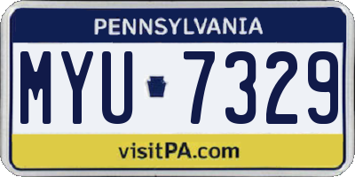 PA license plate MYU7329