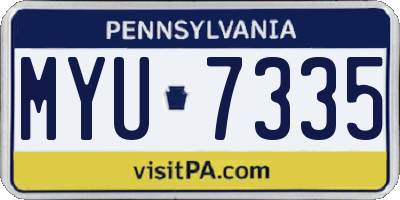 PA license plate MYU7335