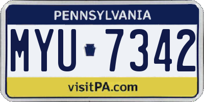 PA license plate MYU7342