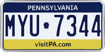 PA license plate MYU7344