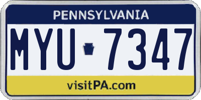 PA license plate MYU7347