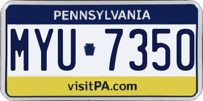 PA license plate MYU7350