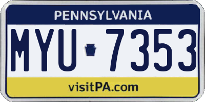 PA license plate MYU7353